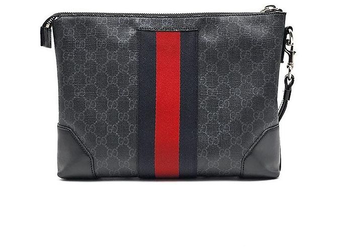 Gucci Clutch con tracolla GG Supreme Nero - vista 3