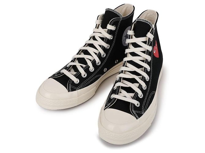 Comme Des Garcons Sneakers alte Single Heart Chuck Nero - vista 3