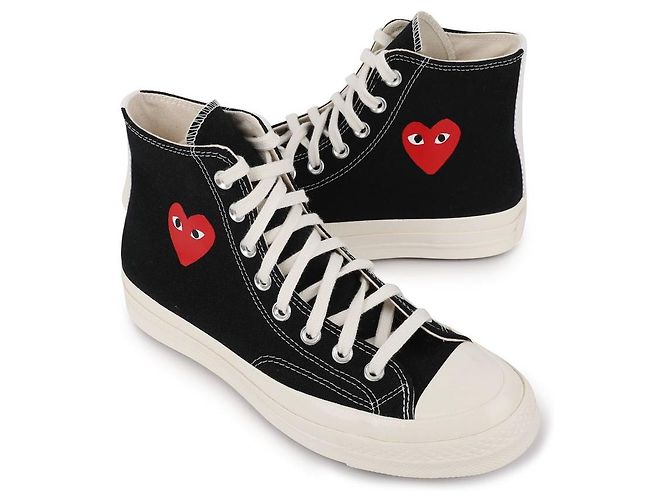 Comme Des Garcons Sneakers alte Single Heart Chuck Nero - vista 5