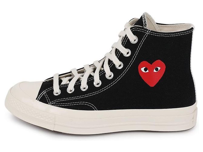 Comme Des Garcons Sneakers alte Single Heart Chuck Nero - vista 6
