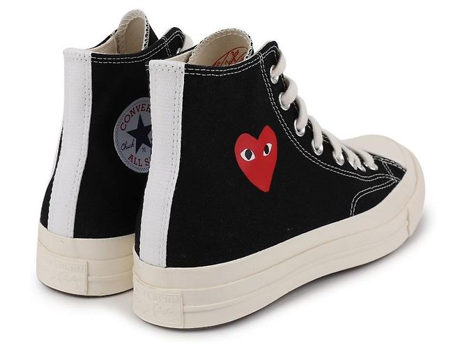 Comme Des Garcons Sneakers alte Single Heart Chuck Nero - vista 8