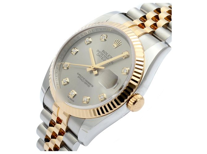 Rolex Orologio Datejust da uomo con quadrante grigio combinato e diamanti originali Marrone - vista 11