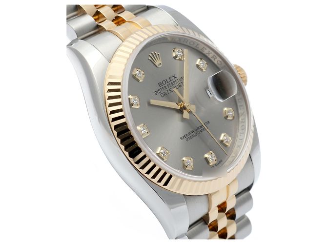 Rolex Orologio Datejust da uomo con quadrante grigio combinato e diamanti originali Marrone - vista 12