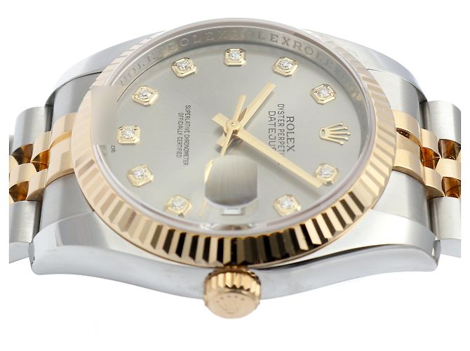 Rolex Orologio Datejust da uomo con quadrante grigio combinato e diamanti originali Marrone - vista 13