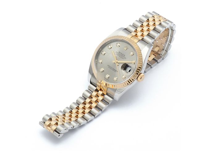 Rolex Orologio Datejust da uomo con quadrante grigio combinato e diamanti originali Marrone - vista 15