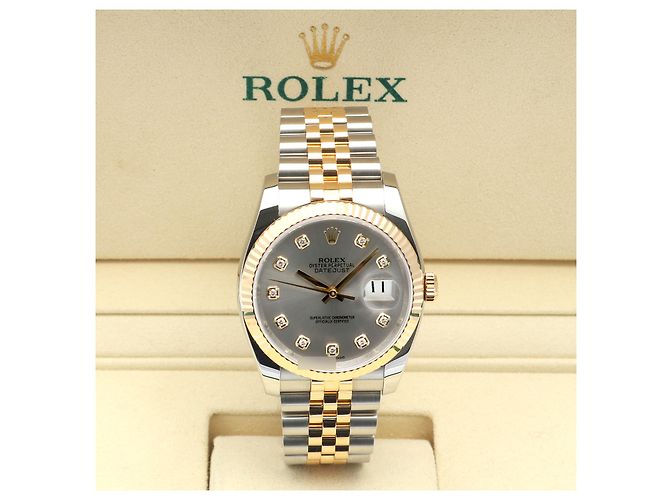 Rolex Orologio Datejust da uomo con quadrante grigio combinato e diamanti originali Marrone - vista 2
