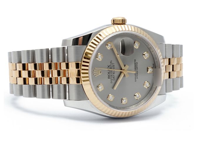 Rolex Orologio Datejust da uomo con quadrante grigio combinato e diamanti originali Marrone - vista 20
