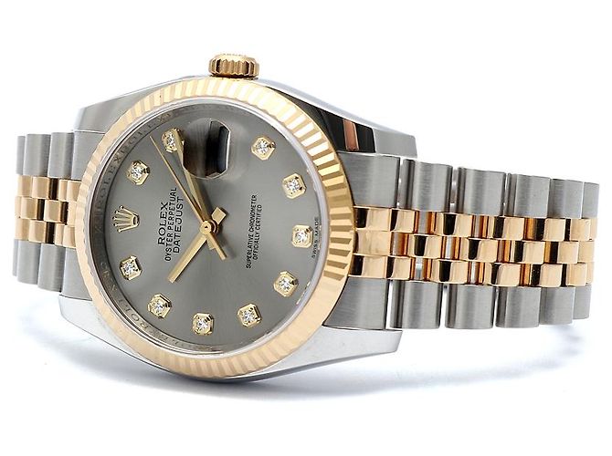 Rolex Orologio Datejust da uomo con quadrante grigio combinato e diamanti originali Marrone - vista 21