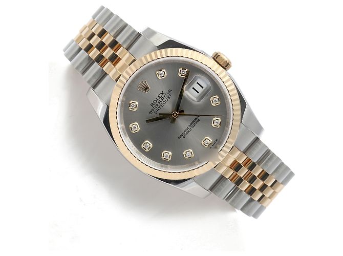 Rolex Orologio Datejust da uomo con quadrante grigio combinato e diamanti originali Marrone - vista 22