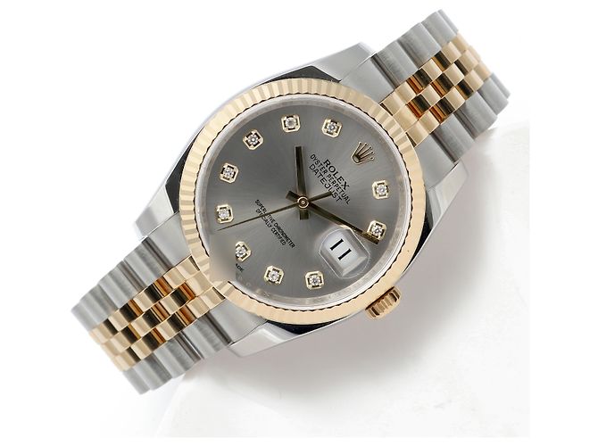 Rolex Orologio Datejust da uomo con quadrante grigio combinato e diamanti originali Marrone - vista 23