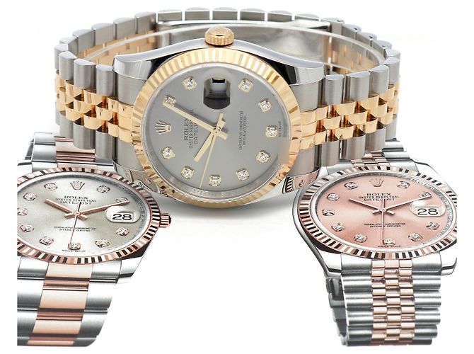 Rolex Orologio Datejust da uomo con quadrante grigio combinato e diamanti originali Marrone - vista 24