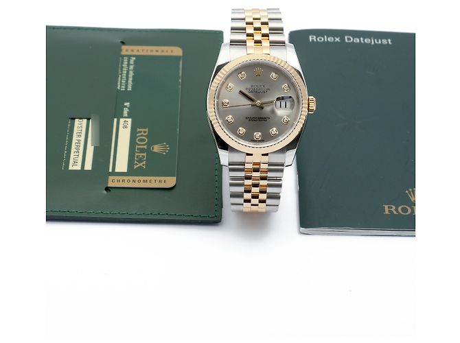Rolex Orologio Datejust da uomo con quadrante grigio combinato e diamanti originali Marrone - vista 3