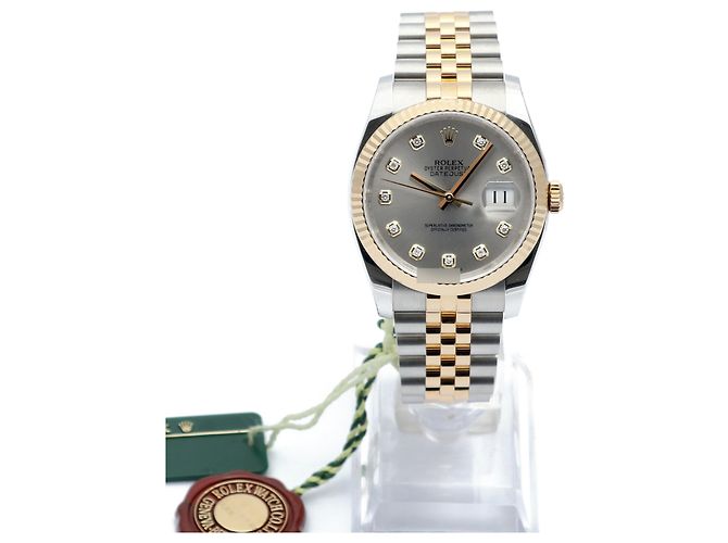 Rolex Orologio Datejust da uomo con quadrante grigio combinato e diamanti originali Marrone - vista 4