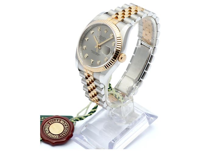 Rolex Orologio Datejust da uomo con quadrante grigio combinato e diamanti originali Marrone - vista 5