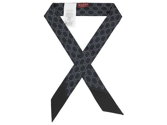 Gucci Schmaler Seidenschal mit GG-Print Schwarz - Ansicht 3