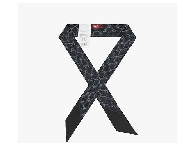 Gucci Schmaler Seidenschal mit GG-Print Schwarz - Ansicht 5