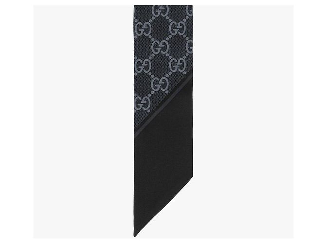 Gucci Schmaler Seidenschal mit GG-Print Schwarz - Ansicht 6