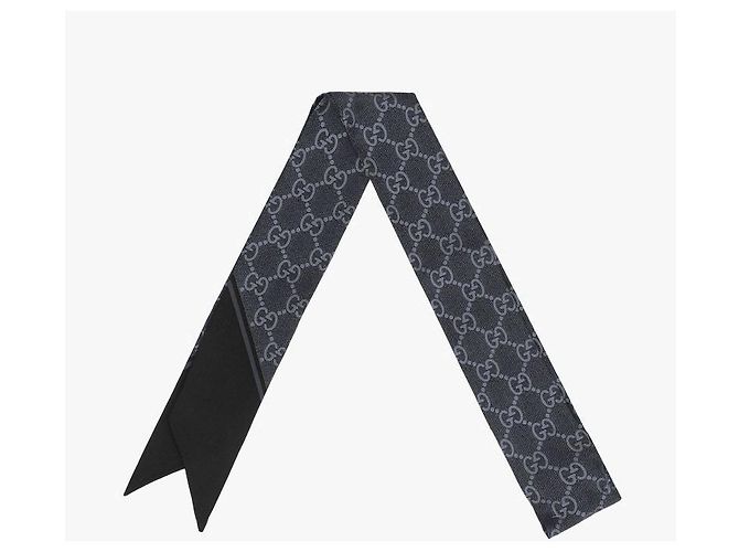 Gucci Schmaler Seidenschal mit GG-Print Schwarz - Ansicht 8