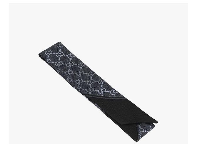 Gucci Schmaler Seidenschal mit GG-Print Schwarz - Ansicht 9