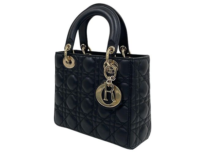 Borsa Tote e Borsa a Spalla Black Lady Dior ABC Small Gold-Tone Nero - vista 3