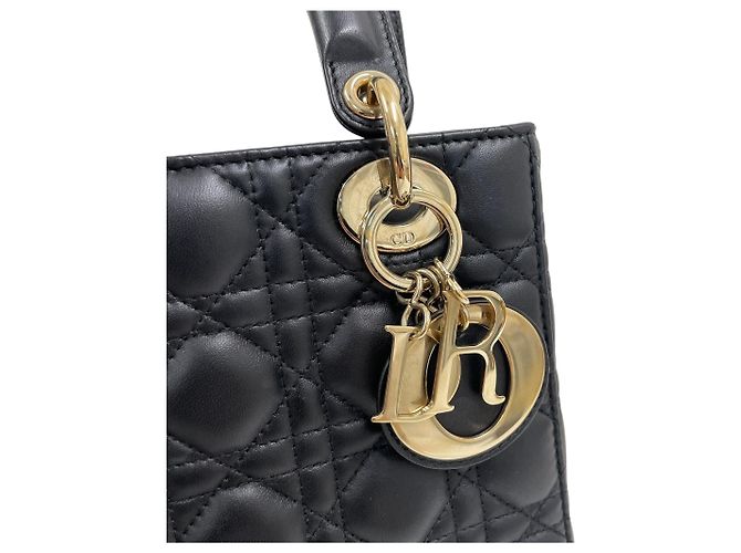 Borsa Tote e Borsa a Spalla Black Lady Dior ABC Small Gold-Tone Nero - vista 5