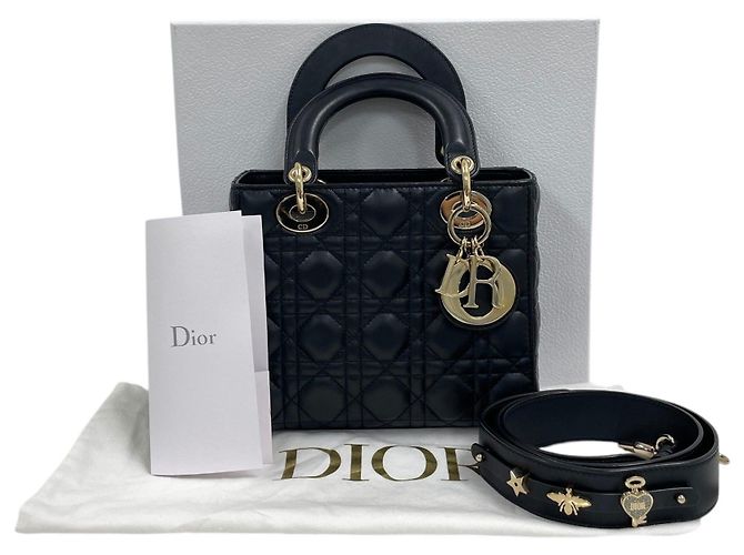 Borsa Tote e Borsa a Spalla Black Lady Dior ABC Small Gold-Tone Nero - vista 9