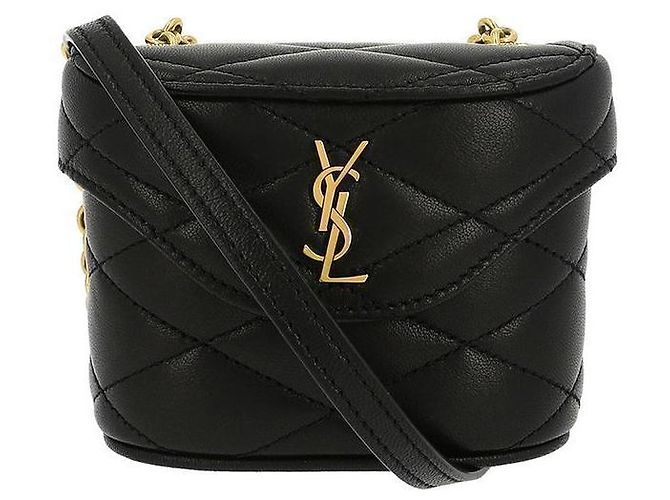 Saint Laurent Borsa a tracolla da donna Cassandra Monogram Quilted Micro Box Chain Nero - vista 3