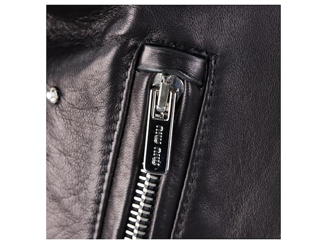 Miu Miu Lederjacke Schwarz - Ansicht 4