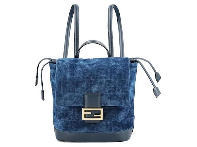 Fendi Denim-Rucksack Blau - Ansicht 4