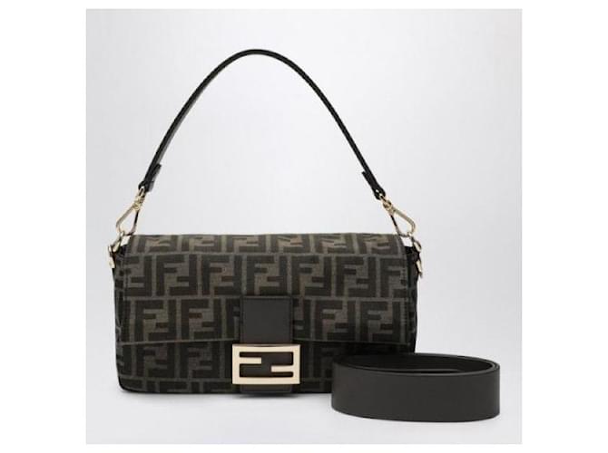 Fendi Borsa Baguette FF Jacquard Marrone - vista 4