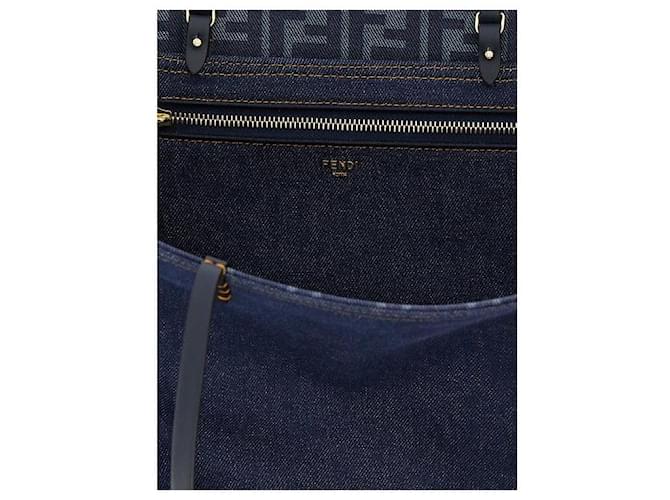 Fendi Bolso Shopper Medium Roll Azul - vista 7