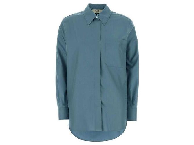 Fendi Camicia in popeline di seta Blu - vista 4