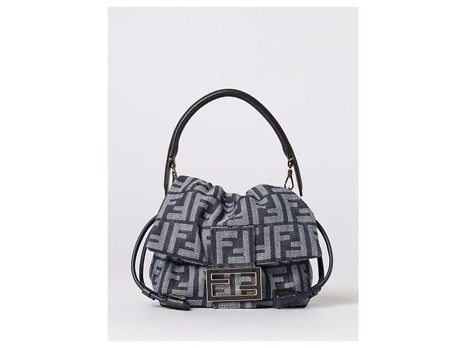 Fendi Piccola borsa baguette in denim Blu - vista 4