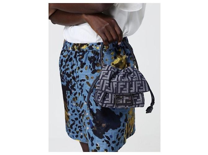 Fendi Piccola borsa baguette in denim Blu - vista 5