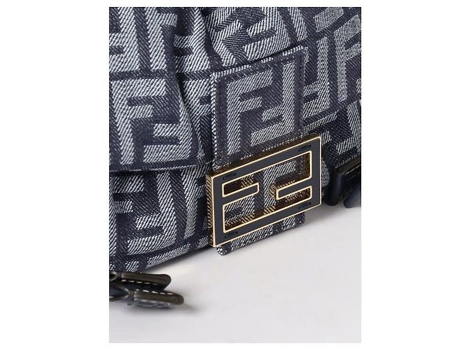 Fendi Piccola borsa baguette in denim Blu - vista 7