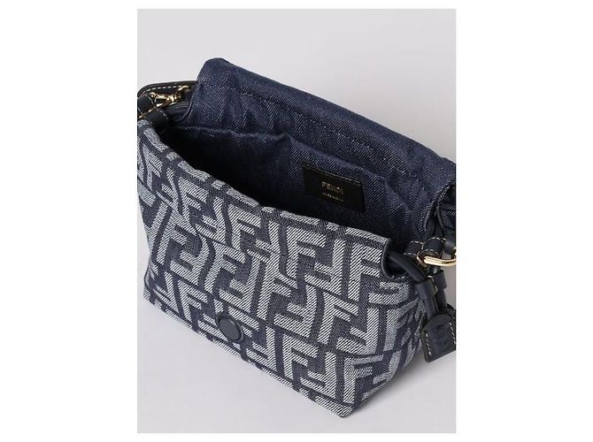Fendi Piccola borsa baguette in denim Blu - vista 8