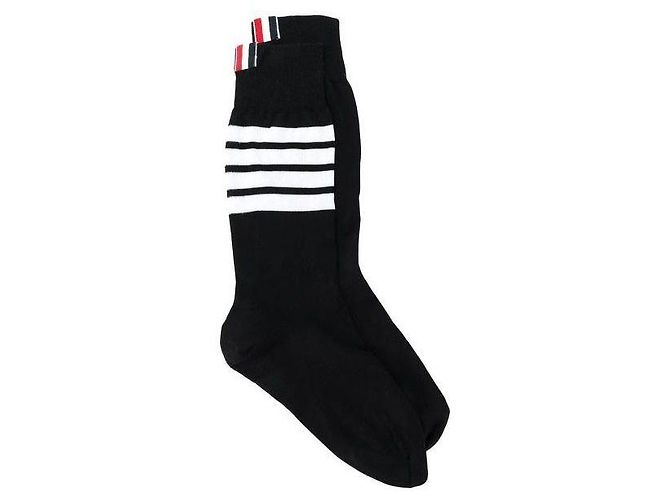Thom Browne Calcetines de media pierna Bar en algodón ligero Negro - vista 4
