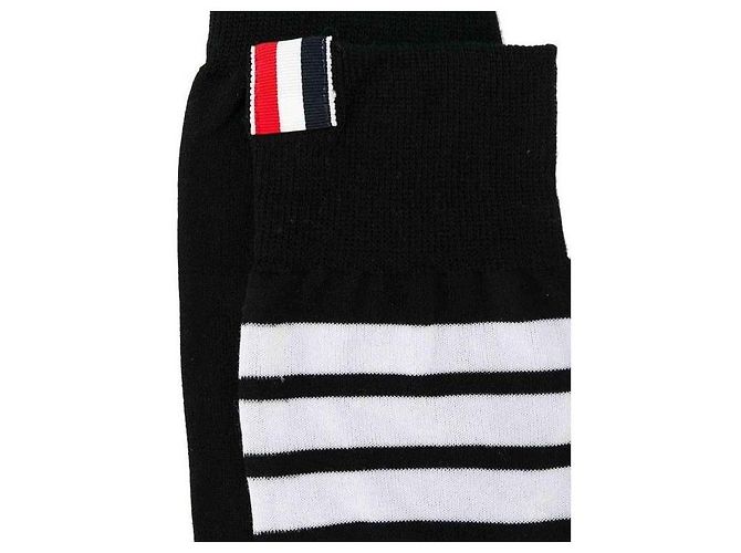 Thom Browne Calcetines de media pierna Bar en algodón ligero Negro - vista 5
