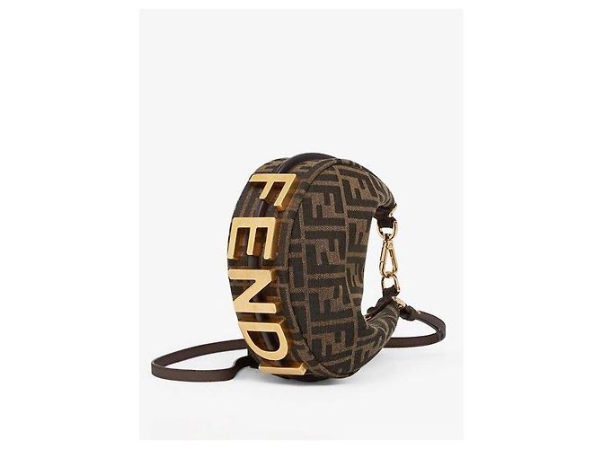 Fendi Mini borsa hobo in jacquard Graphy FF Marrone - vista 5