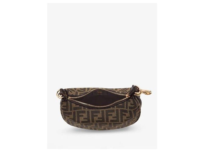 Fendi Mini borsa hobo in jacquard Graphy FF Marrone - vista 6