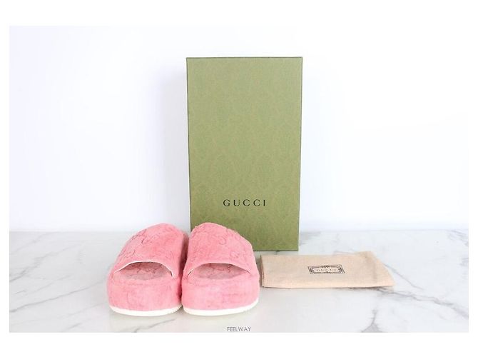 Gucci Sandali Platform Terry Slide Pink Rosa - vista 2