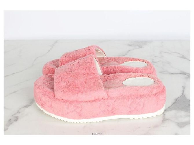Gucci Sandali Platform Terry Slide Pink Rosa - vista 3