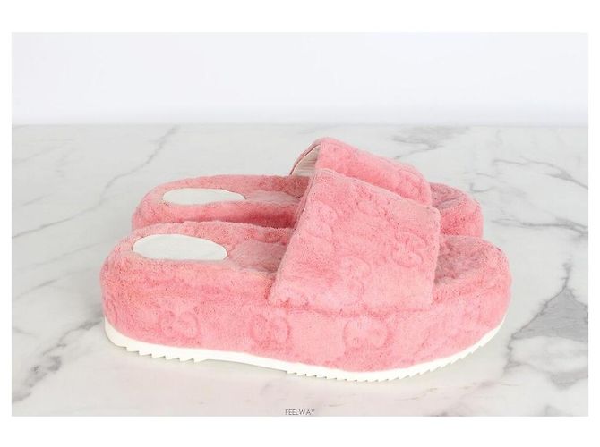 Gucci Sandali Platform Terry Slide Pink Rosa - vista 4
