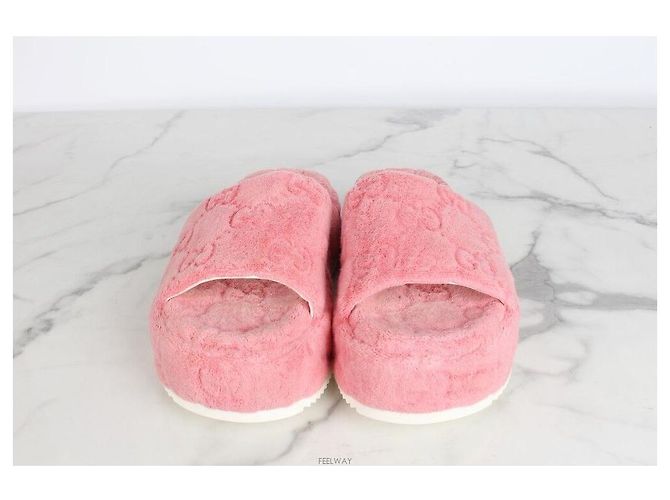 Gucci Sandali Platform Terry Slide Pink Rosa - vista 5