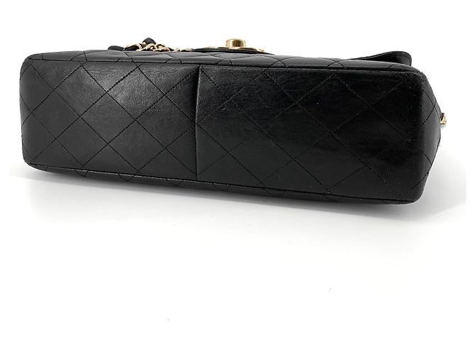 Chanel Borsa a tracolla Large Classic in agnello con logo Big CC Nero - vista 8