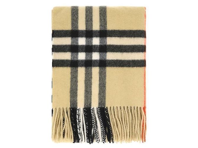 Burberry Sciarpa larga in cashmere a quadri con frange D'oro - vista 3