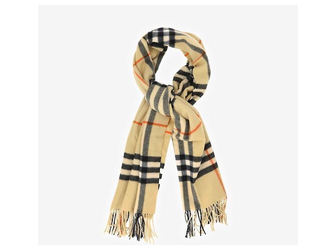 Burberry Sciarpa larga in cashmere a quadri con frange D'oro - vista 7
