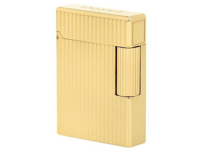 St Dupont Accendino Lighter Line Vertical Line Guilloche Gold D'oro - vista 3