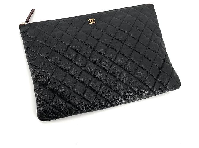 Chanel Clutch Classic Caviar Gold Large Nero - vista 2