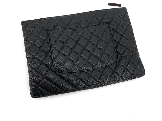 Chanel Clutch Classic Caviar Gold Large Nero - vista 3